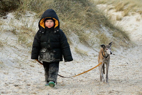 Christopher mit Speedy im Februar 2007 auf Sylt